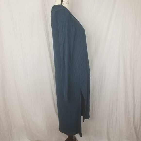 Bobeau Open Front Dark Teal Long Cardigan - Picture 6 of 8